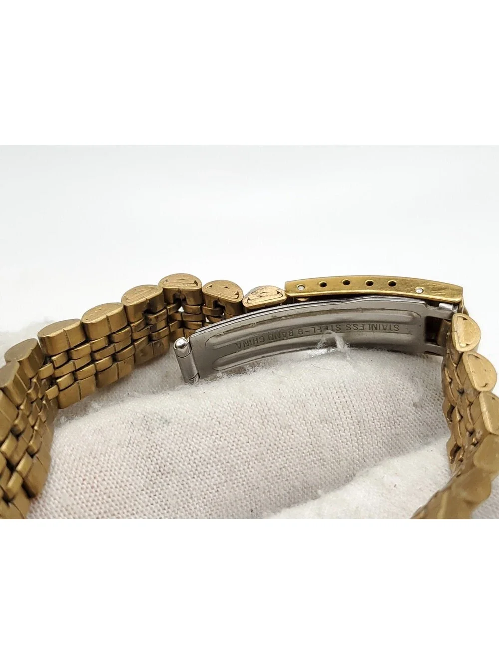 Vintage Pulsar Watch Womens New Battery Gold Tone Black Day/Date Dial 22mm